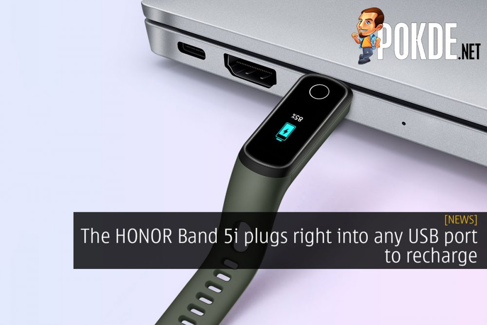 The HONOR Band 5i plugs right into any USB port to recharge 27